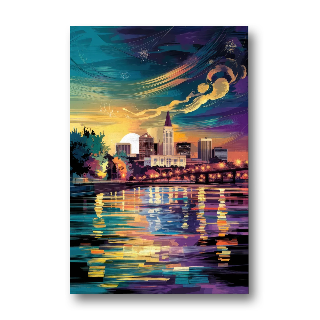 New Orleans Cityscape Reflections - Canvas Wall Art - Front