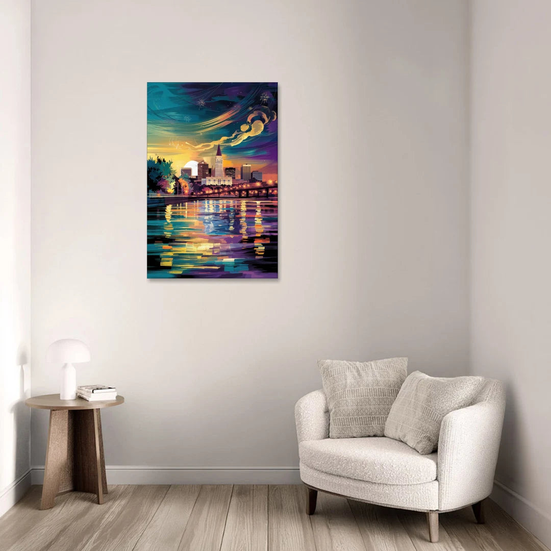 New Orleans Cityscape Reflections - Canvas Wall Art - Sofa - 24x36