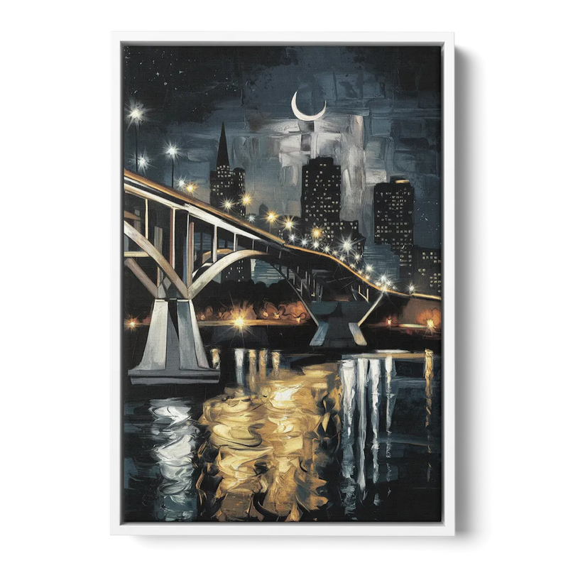 New Orleans Crescent City Nights Front - White Canvas Wall Art