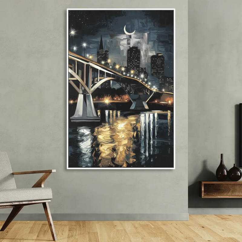 New Orleans Crescent City Nights Sitting Room - White Canvas Wall Art