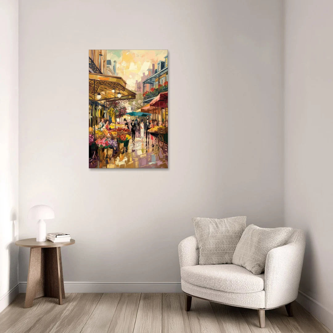 New Orleans French Market Charm - Canvas Wall Art - Sofa - 24x36
