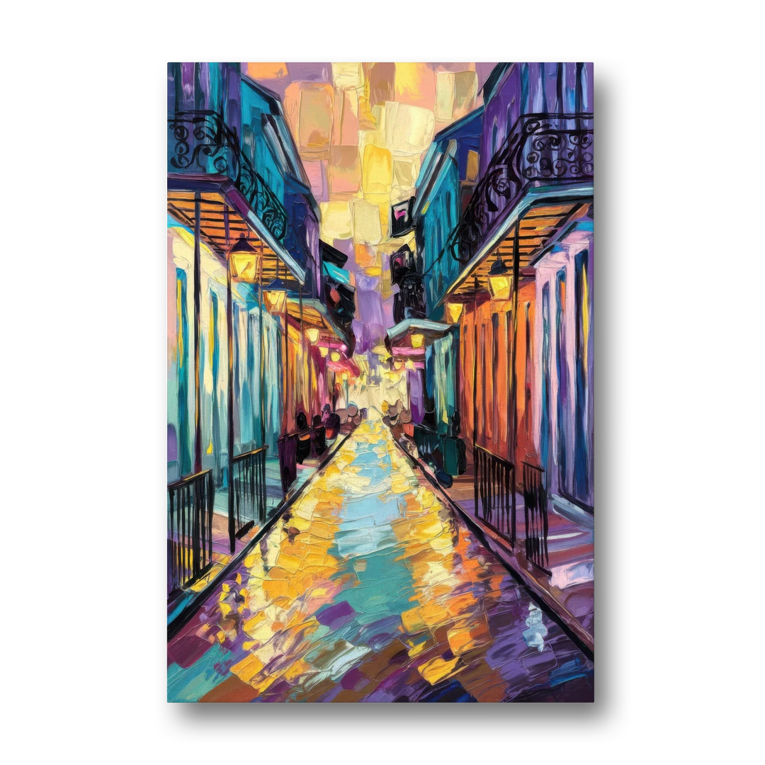 New Orleans French Quarter Lights - Canvas Wall Art - Front