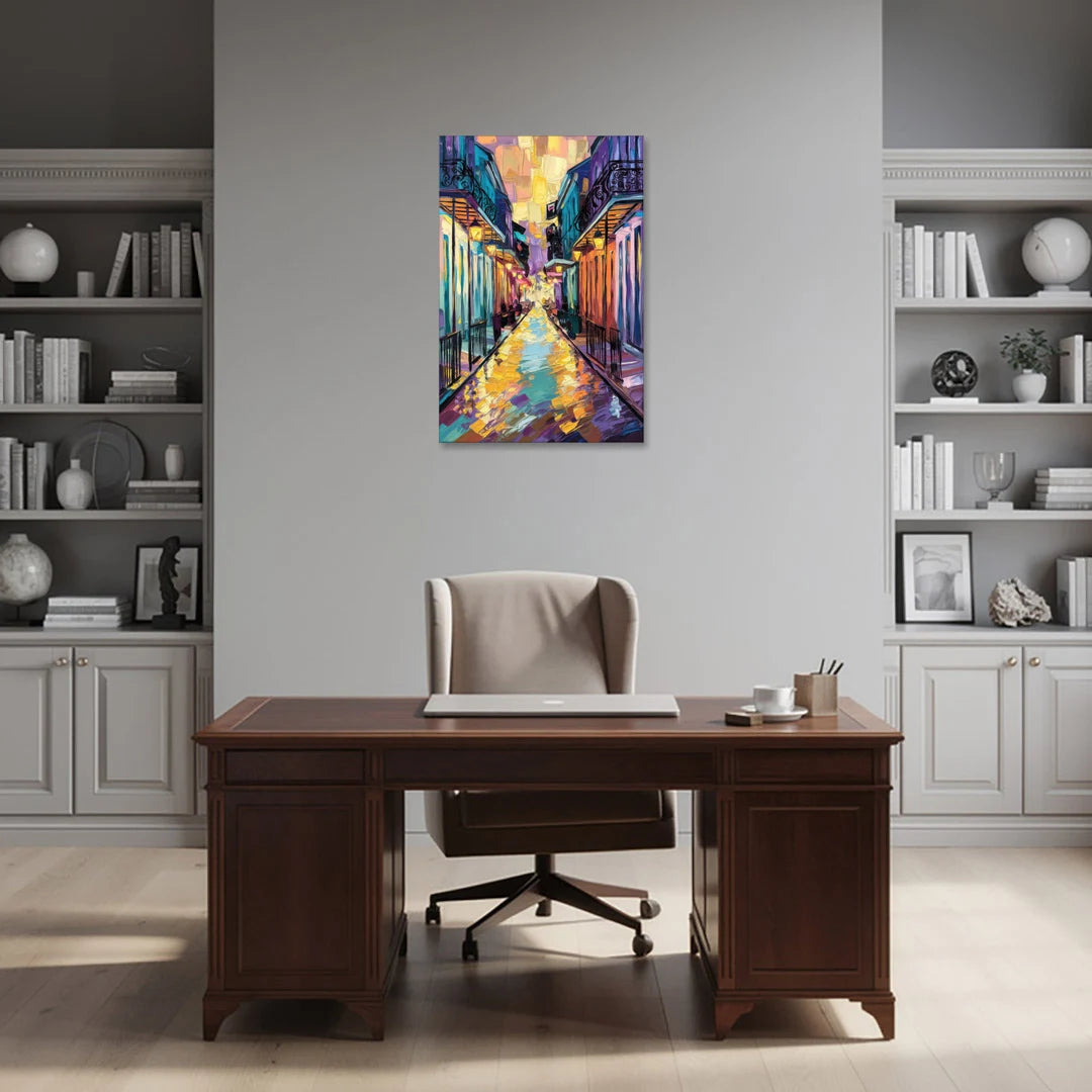 New Orleans French Quarter Lights - Canvas Wall Art - Office - 24x36