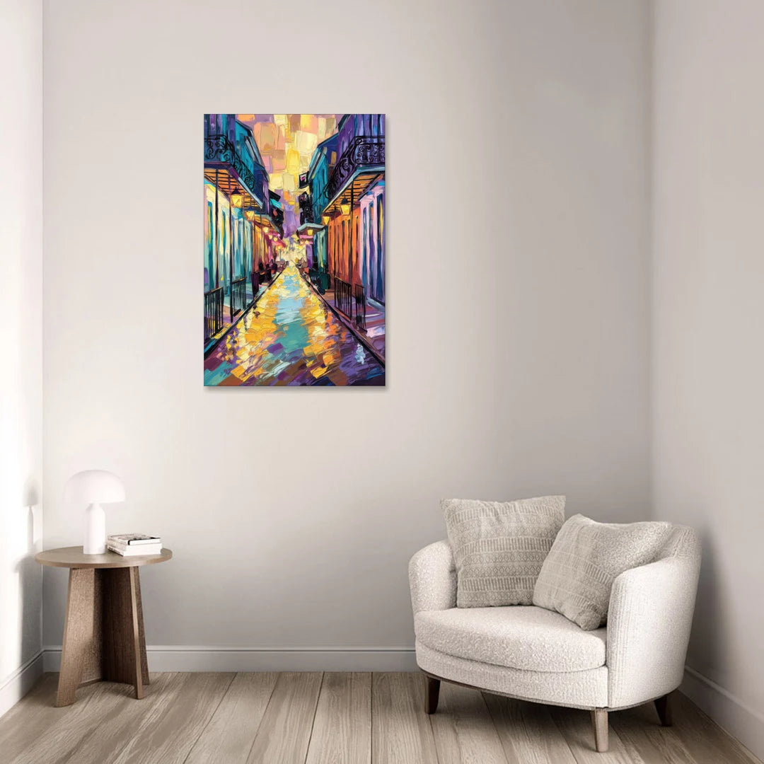New Orleans French Quarter Lights - Canvas Wall Art - Sofa - 24x36