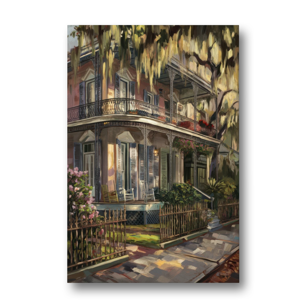New Orleans Garden District Homes - Canvas Wall Art - Front