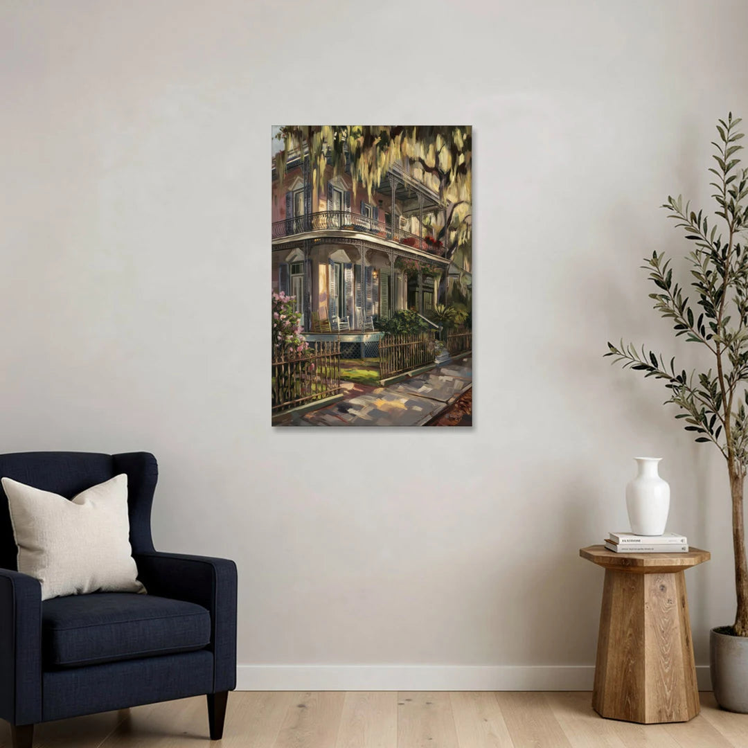 New Orleans Garden District Homes - Canvas Wall Art - Sofa - 24x36