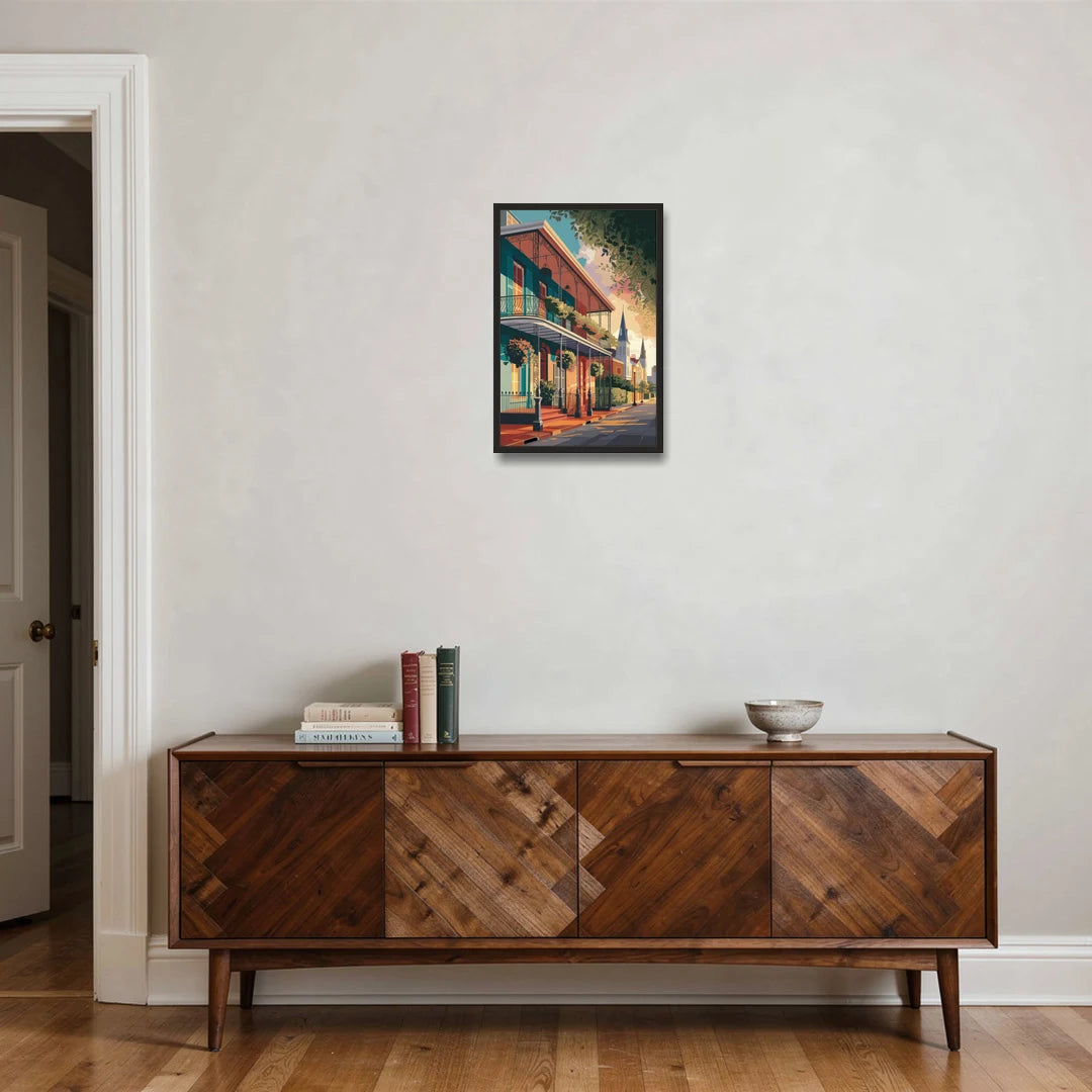 New Orleans Historic Architecture - Black Framed Canvas Wall Art - Coffee Table - 16x24