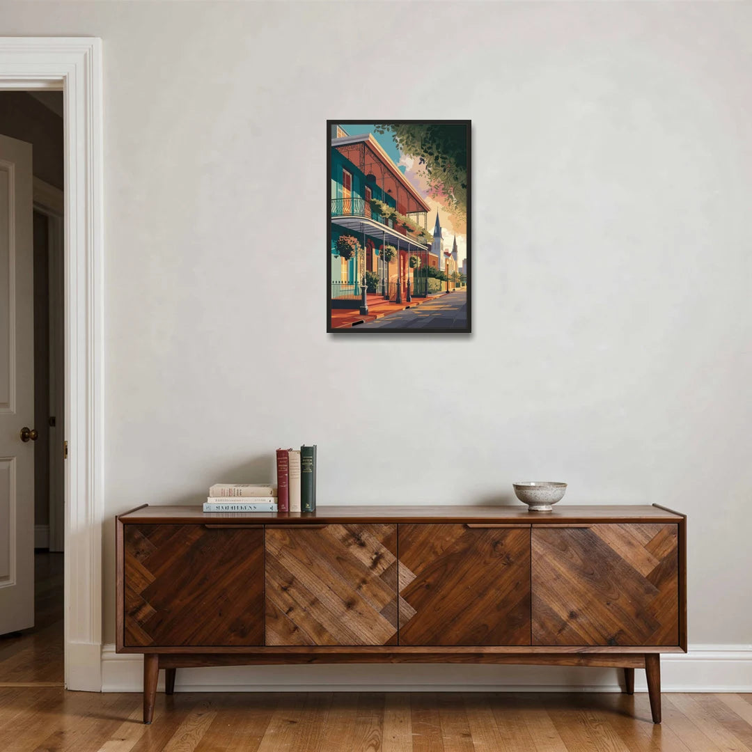 New Orleans Historic Architecture - Black Framed Canvas Wall Art - Coffee Table - 20x30