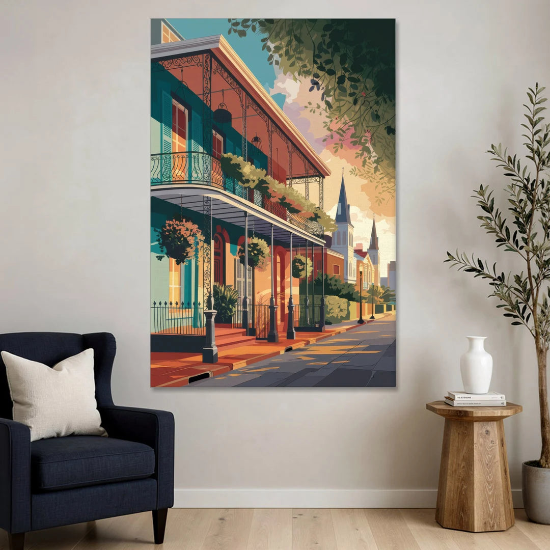 New Orleans Historic Architecture - Canvas Wall Art - Sofa - 40x60