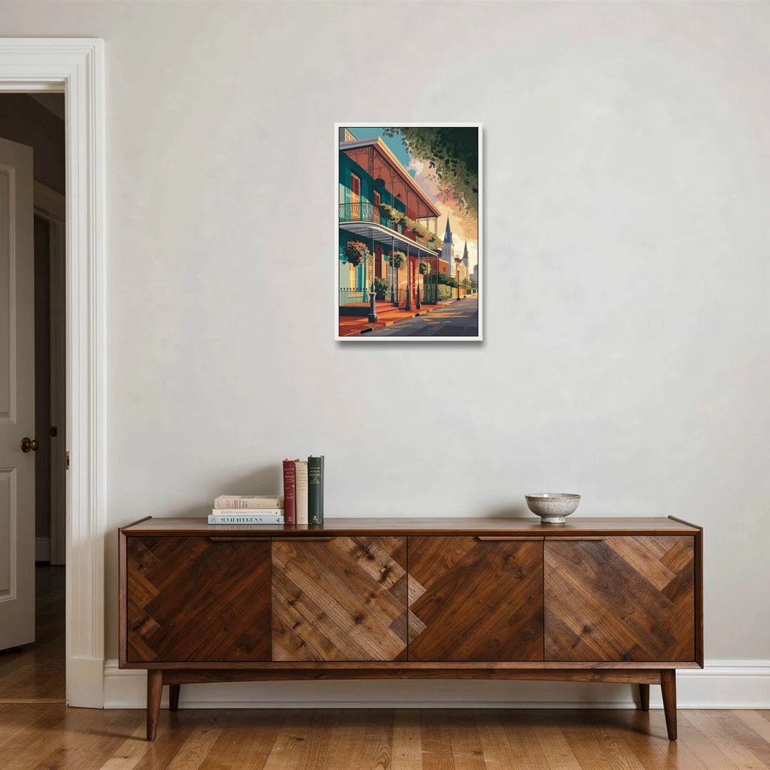New Orleans Historic Architecture - White Framed Canvas Wall Art - Coffee Table - 20x30