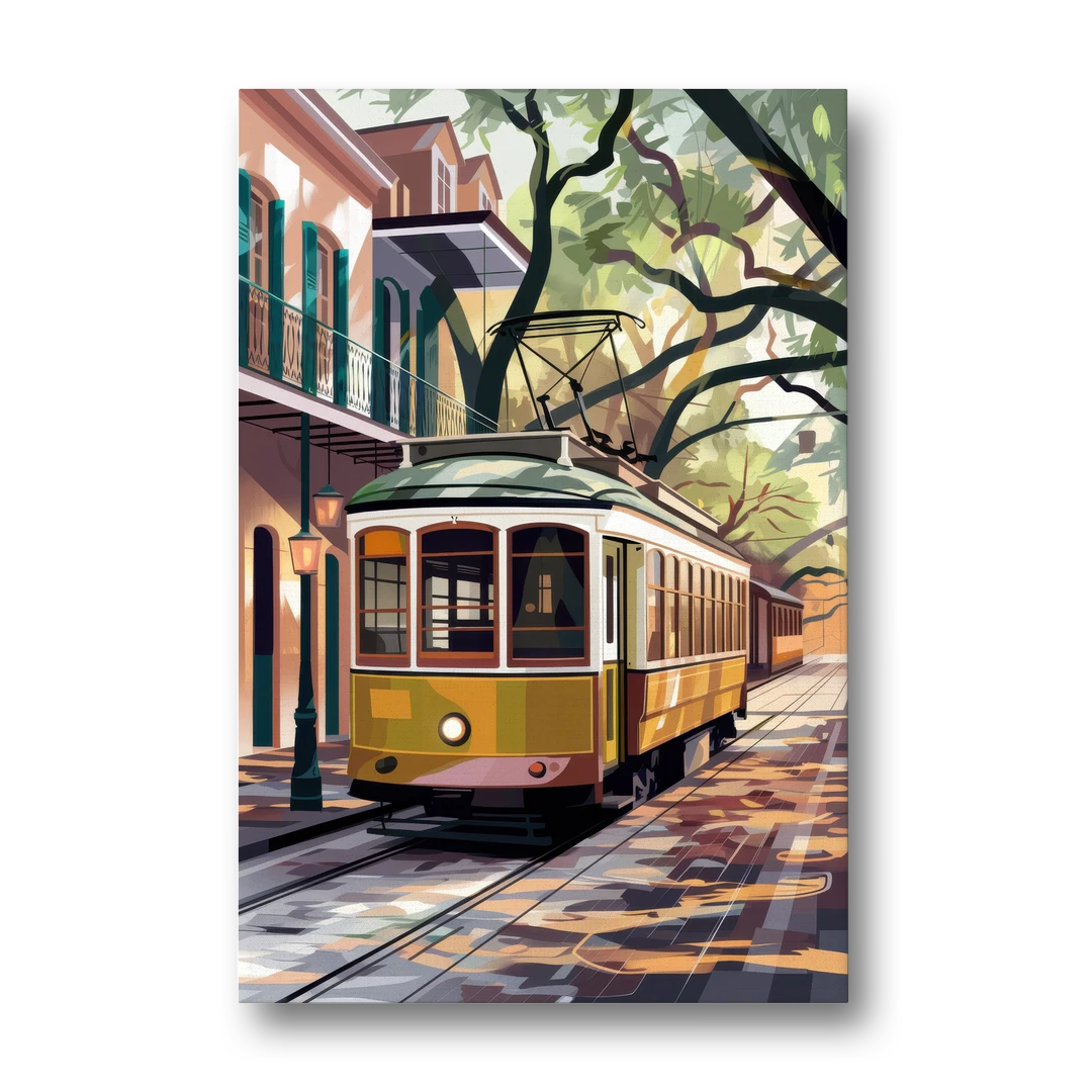 New Orleans Historic Streetcars - Canvas Wall Art - Front