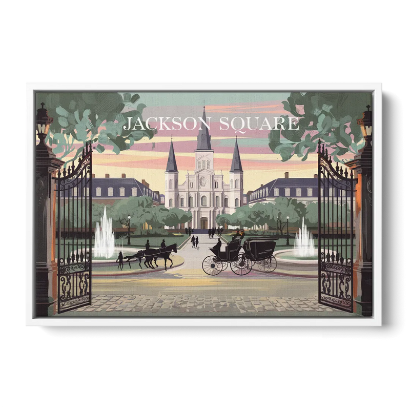 New Orleans Jackson Square Front - White Canvas Wall Art