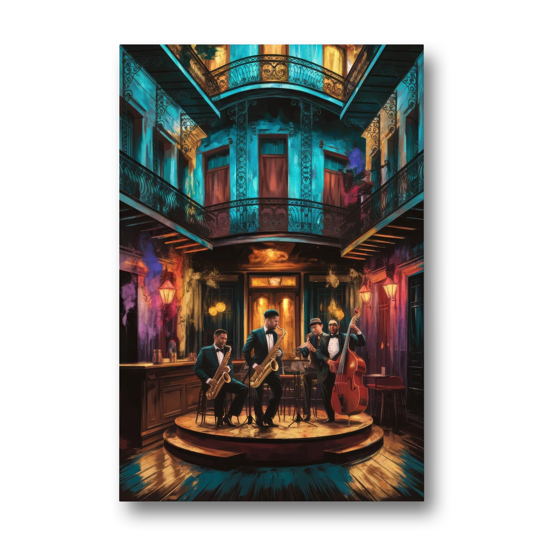 New Orleans Jazz Club Scene - Canvas Wall Art - Front