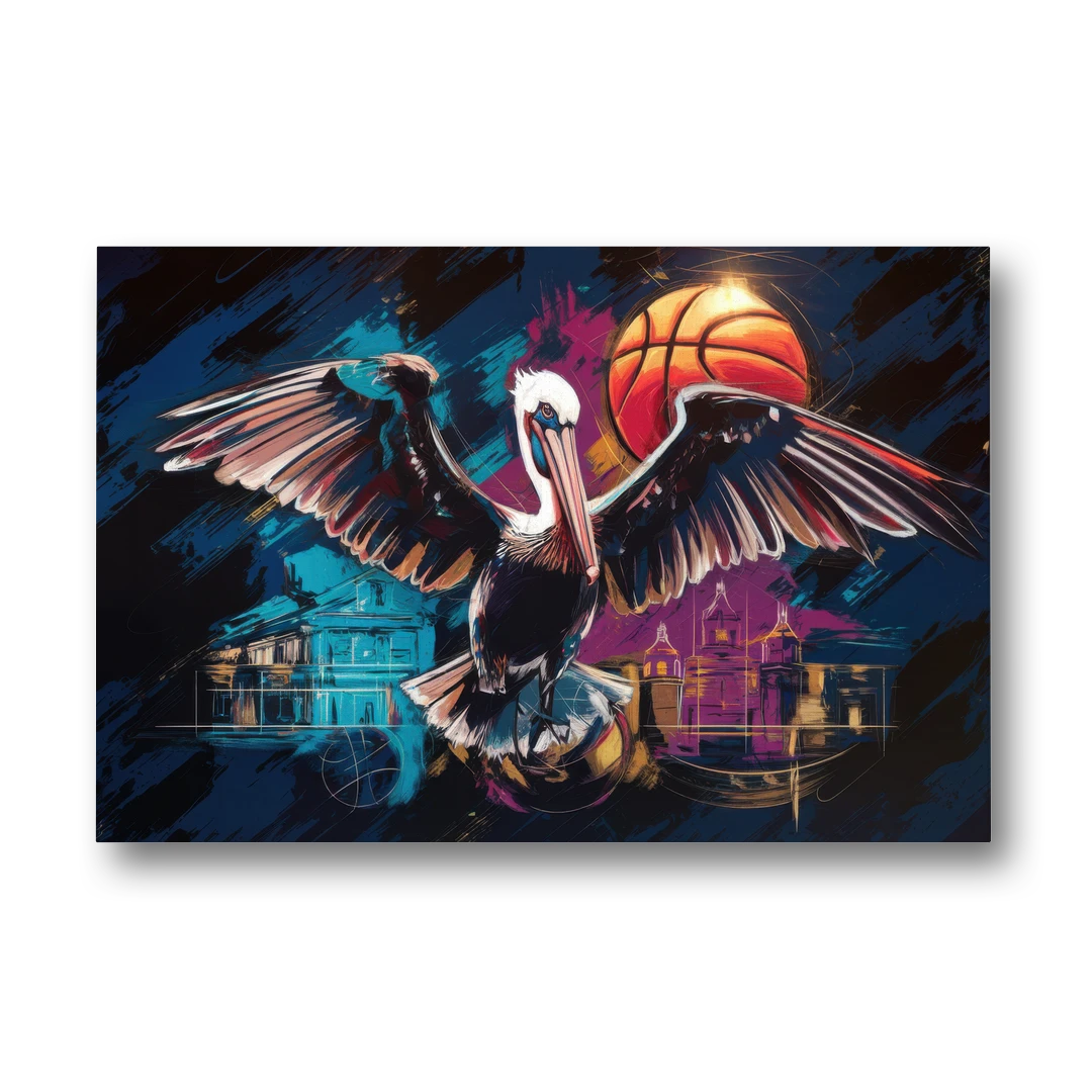 New Orleans Pelicans Basketball Spirit - Canvas Wall Art - Front