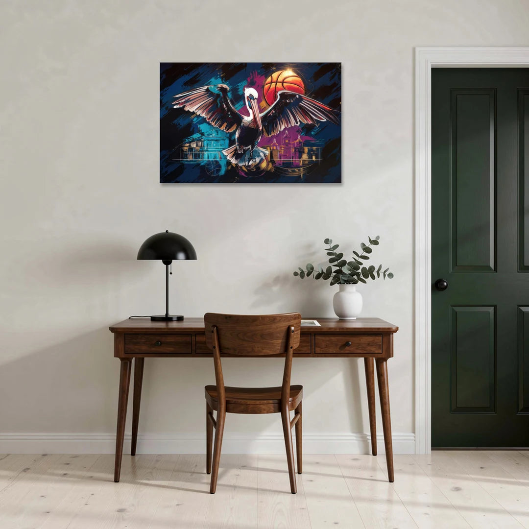 New Orleans Pelicans Basketball Spirit - Canvas Wall Art - Office - 36x24