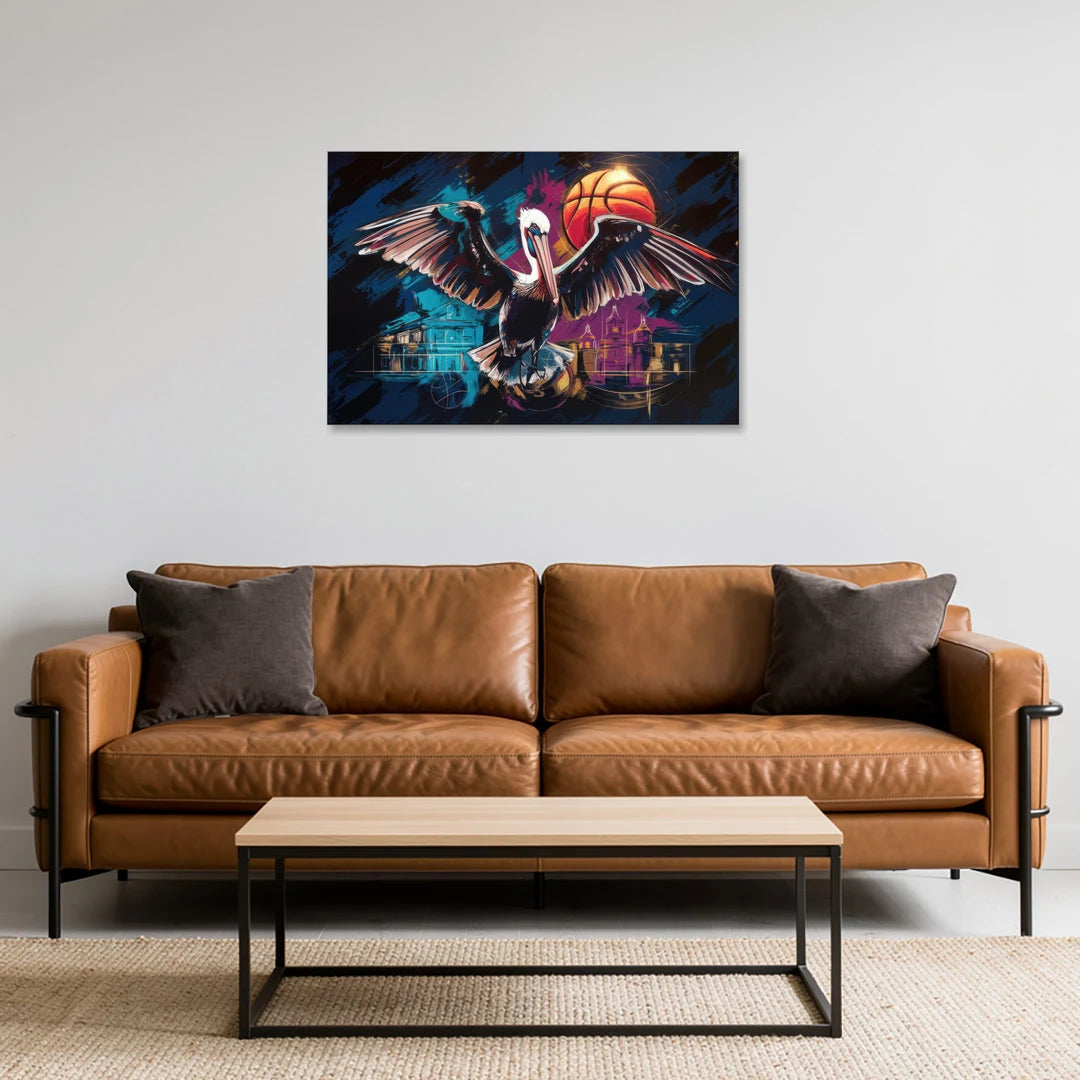 New Orleans Pelicans Basketball Spirit - Canvas Wall Art - Sofa - 36x24