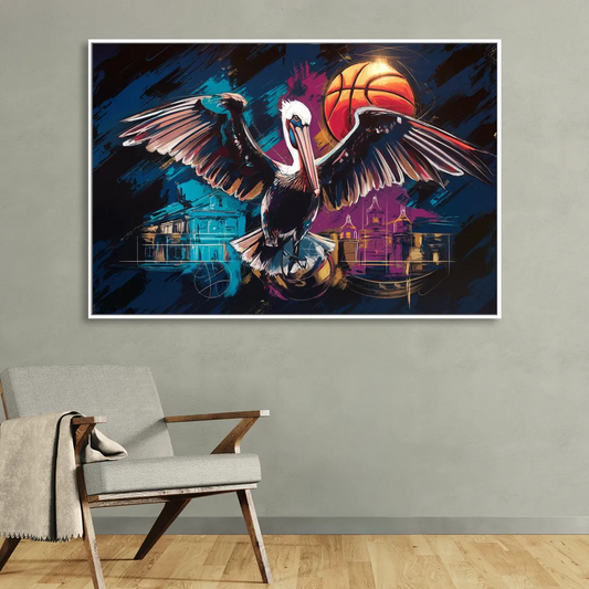 New Orleans Pelicans Basketball Spirit Living Room - White Canvas Wall Art
