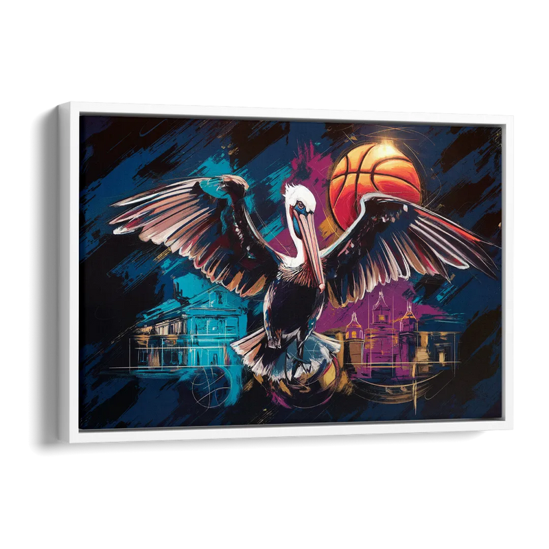 New Orleans Pelicans Basketball Spirit Side - White Canvas Wall Art