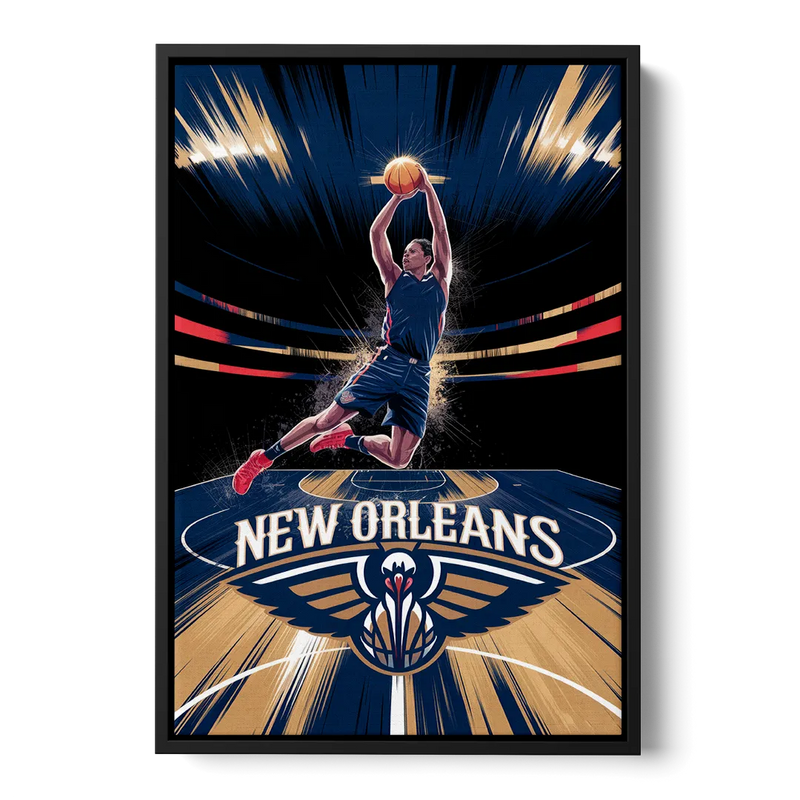 New Orleans Pelicans Team Pride Front - Black Canvas Wall Art