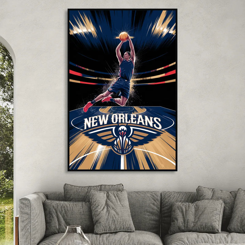 New Orleans Pelicans Team Pride Sitting Room - Black Canvas Wall Art