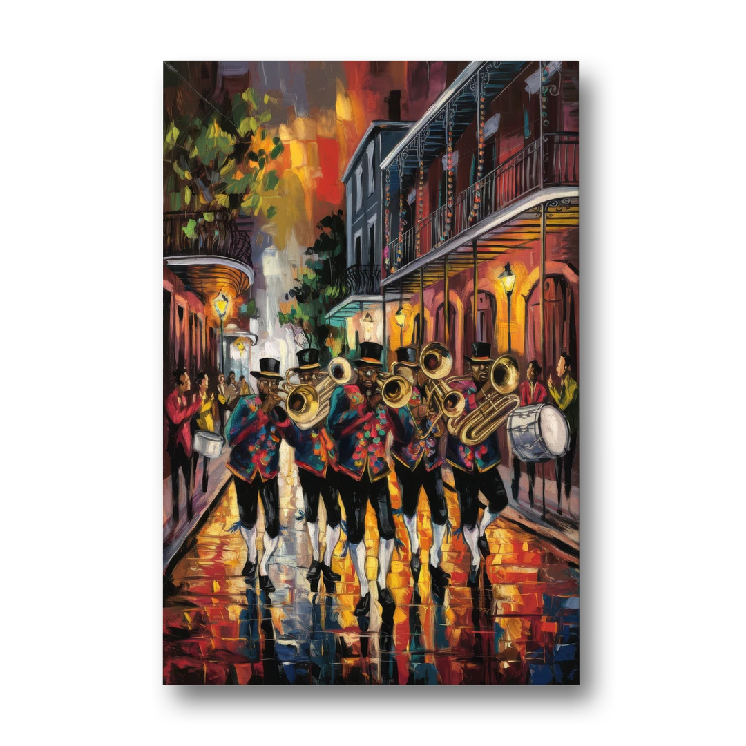 New Orleans Second Line Band - Canvas Wall Art - Front