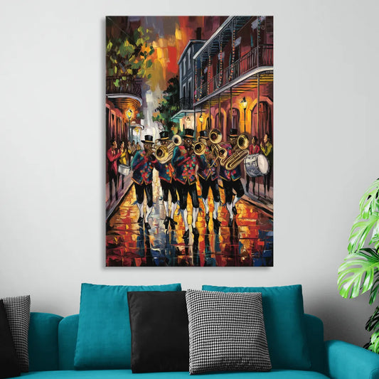 New Orleans Second Line Band Living Room - Canvas Wall Art