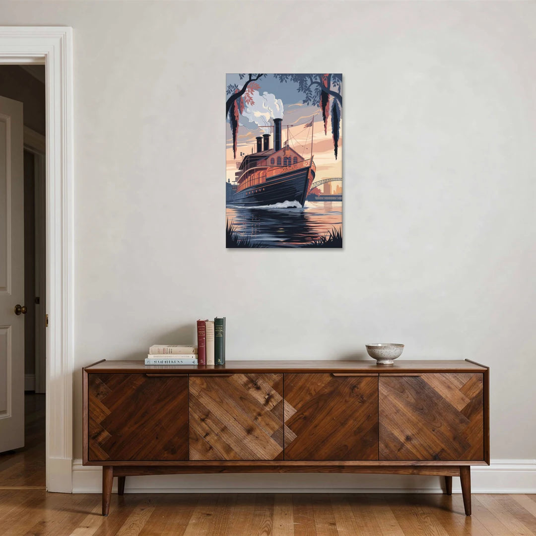 New Orleans Steamboat on the River - Canvas Wall Art - Coffee Table - 24x36