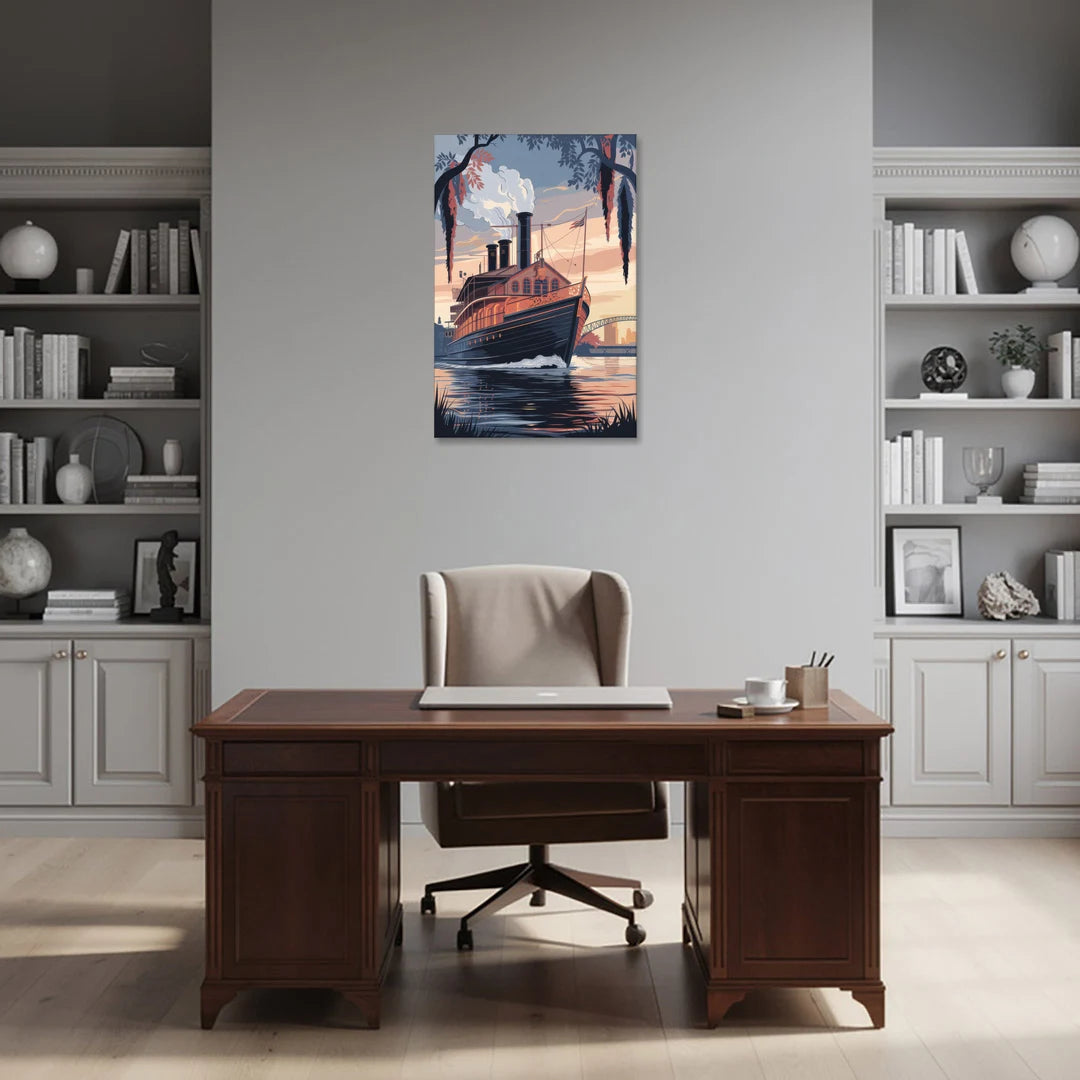 New Orleans Steamboat on the River - Canvas Wall Art - Office - 24x36