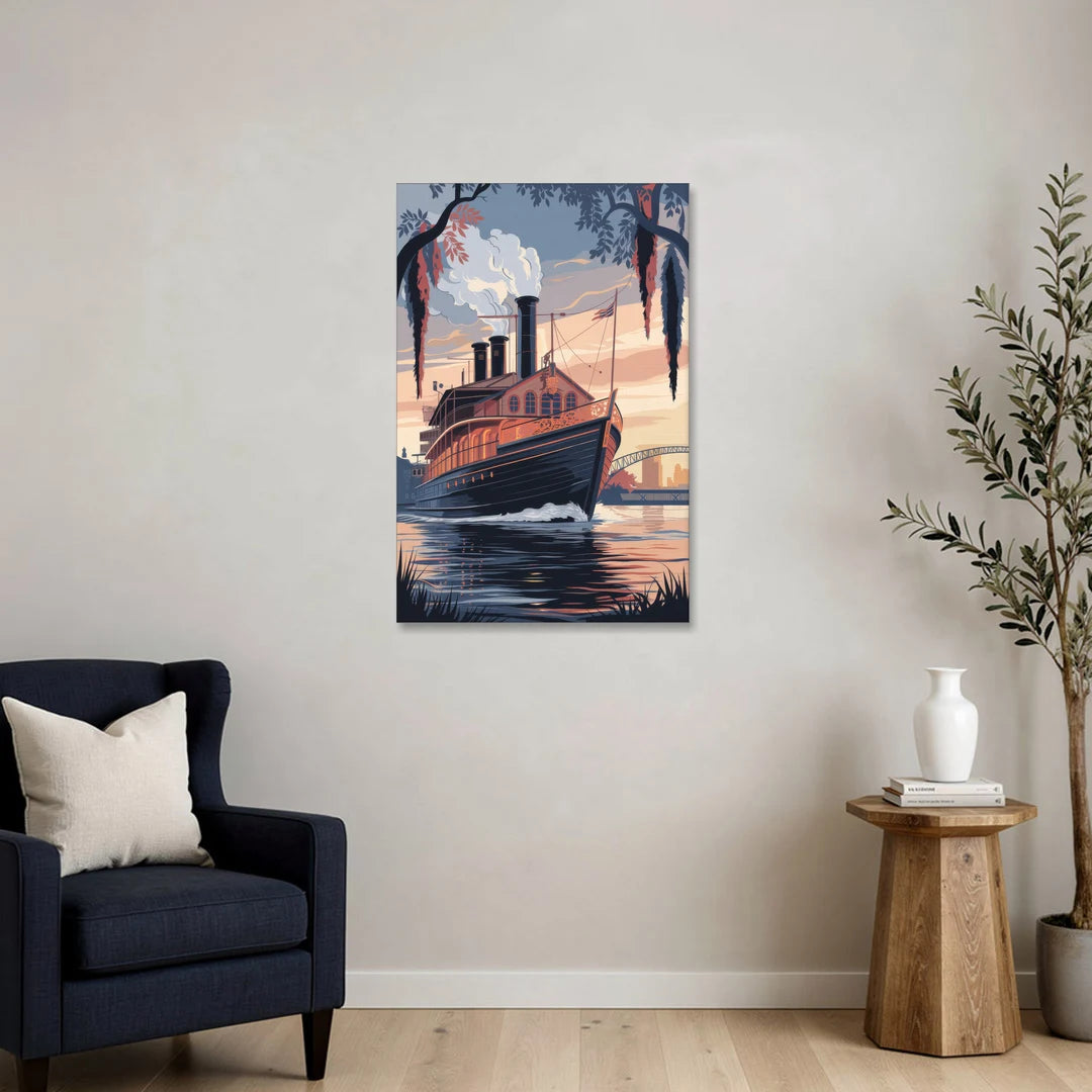 New Orleans Steamboat on the River - Canvas Wall Art - Sofa - 24x36