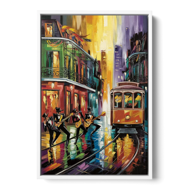 New Orleans Symbols of Culture Front - White Canvas Wall Art