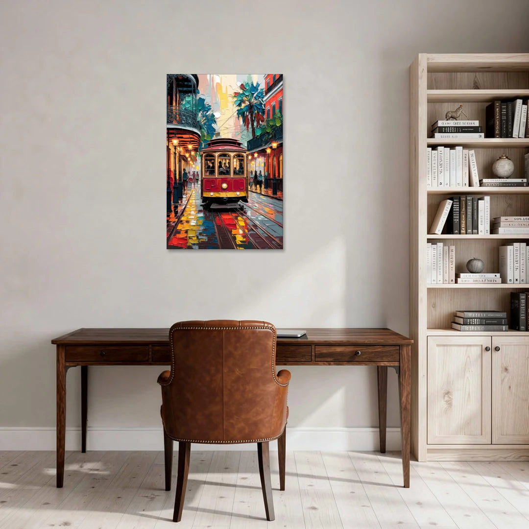 New Orleans Trolley Car Journey - Canvas Wall Art - Office - 24x36