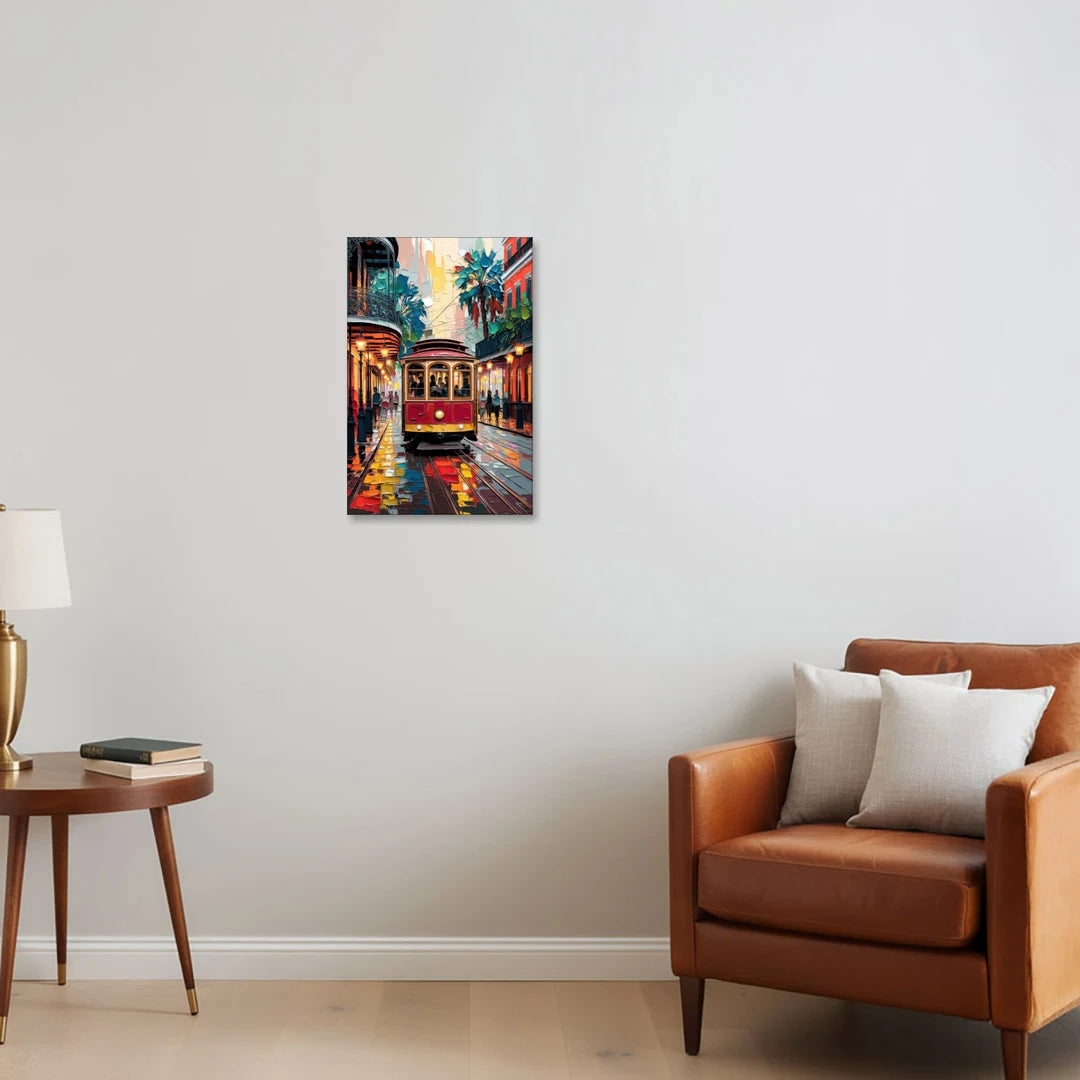 New Orleans Trolley Car Journey - Canvas Wall Art - Sofa - 16x24