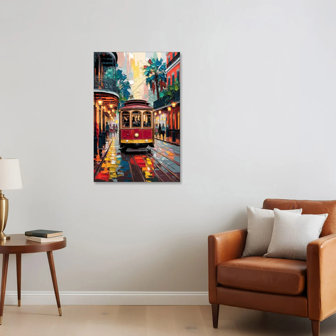 New Orleans Trolley Car Journey - Canvas Wall Art - Sofa - 24x36