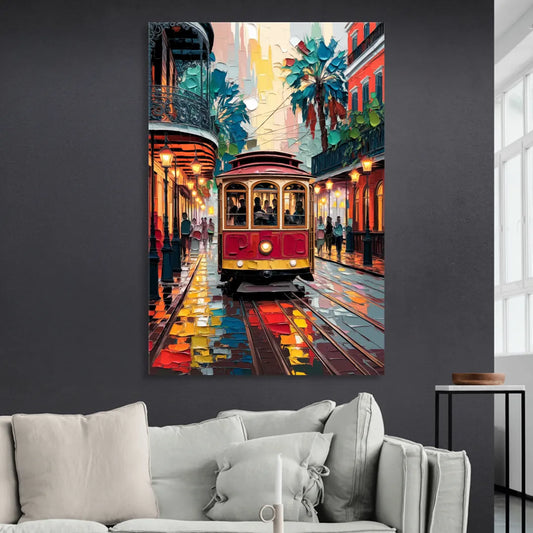 New Orleans Trolley Car Journey Living Room - Canvas Wall Art