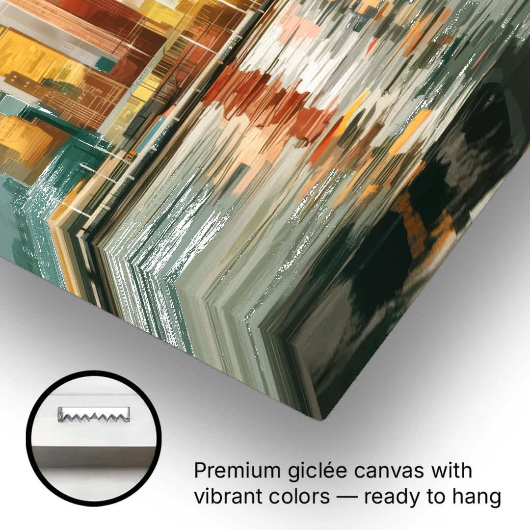 New York City Abstract Skyline Art Hudson - Canvas Wall Art - Gallery Wrap Corner