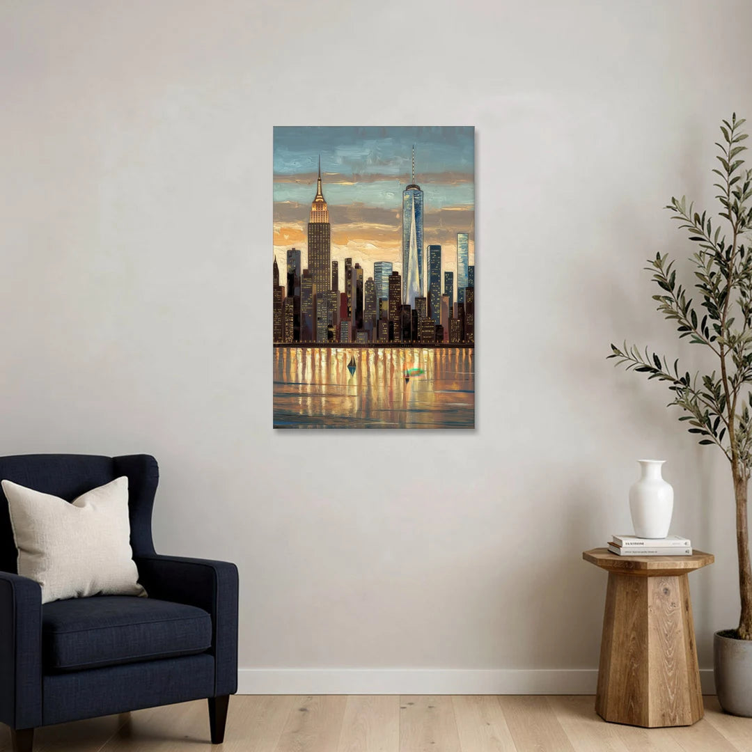 New York City Artistic View - Canvas Wall Art - Sofa - 24x36