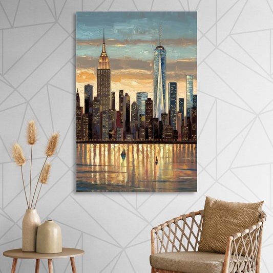New York City Artistic View Living Room - Canvas Wall Art