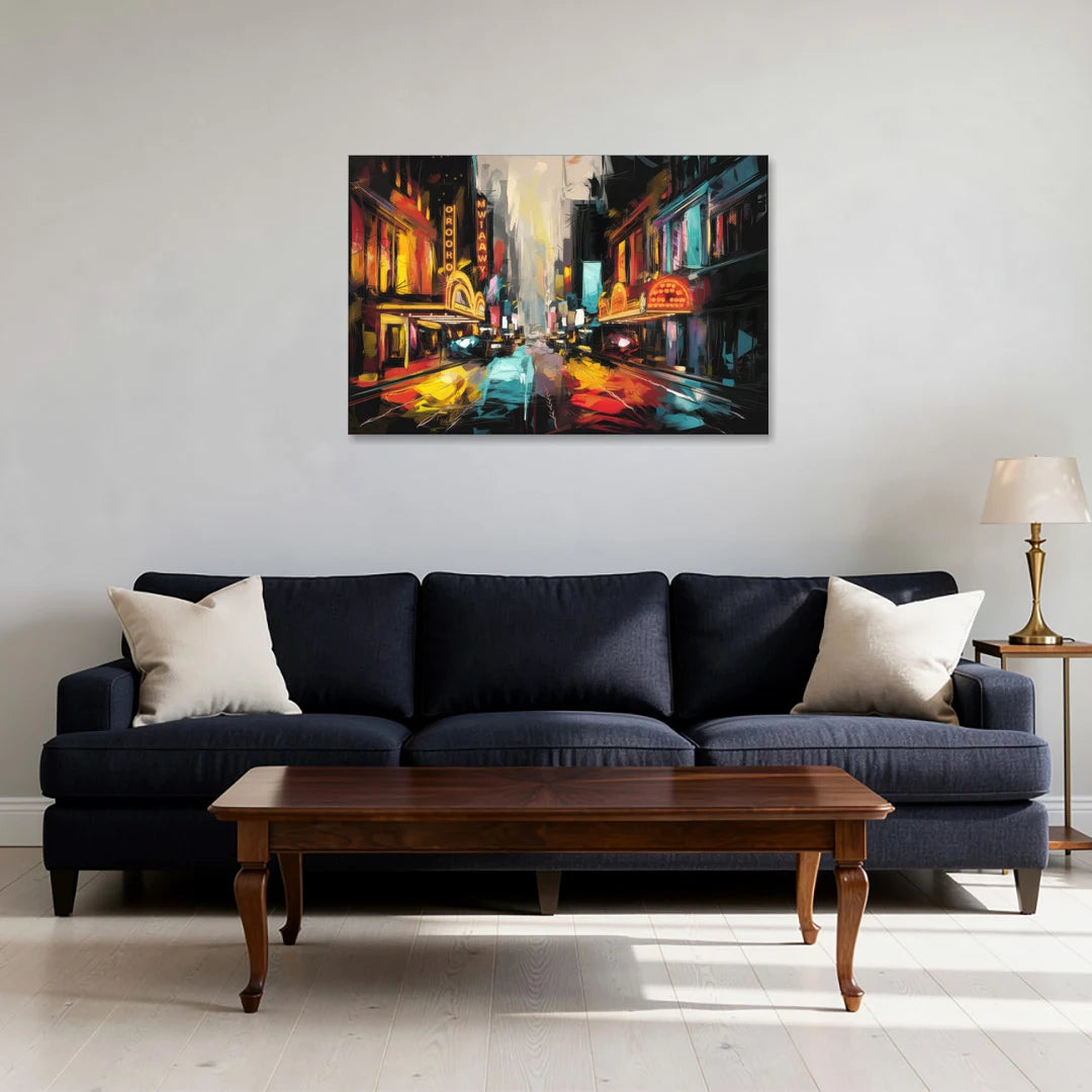 New York City Broadway Lights - Canvas Wall Art - Sofa - 36x24