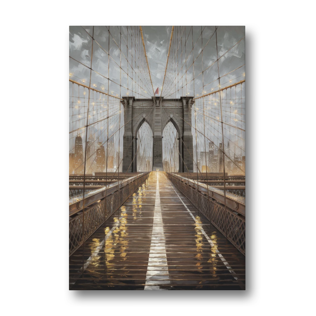 New York City Brooklyn Bridge View - Canvas Wall Art - Front