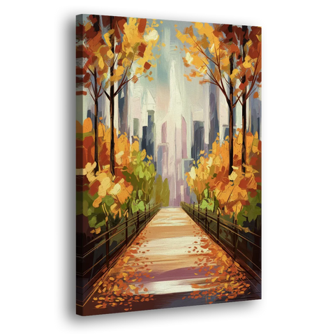 New York City Central Park in Fall Sunny - Canvas Wall Art