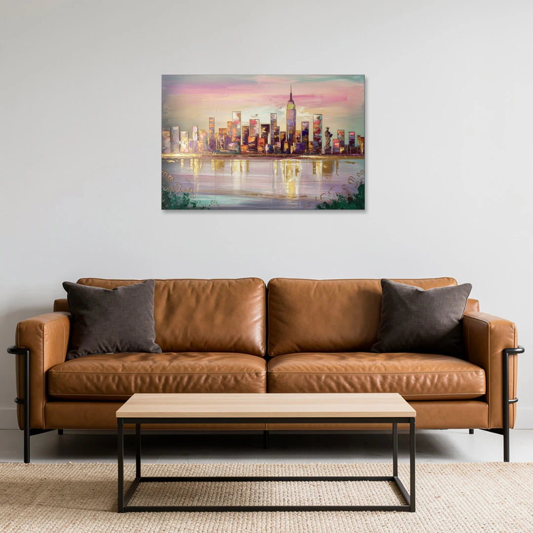 New York City Downtown Skyline - Canvas Wall Art - Sofa - 36x24