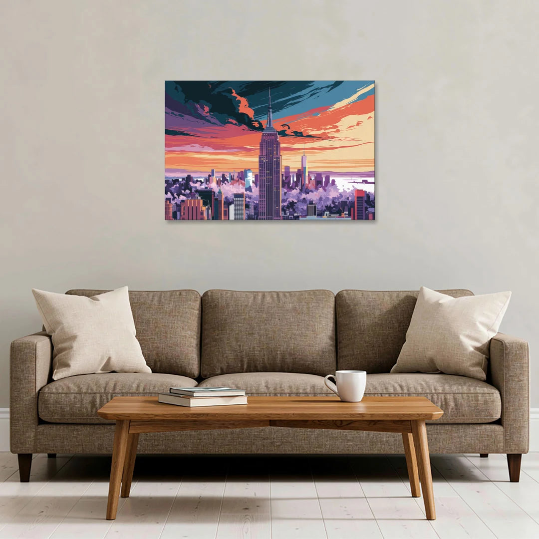 New York City Empire State Building - Canvas Wall Art - Sofa - 36x24