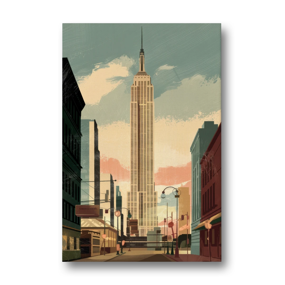 New York City Empire State Building Sunny - Canvas Wall Art - Front
