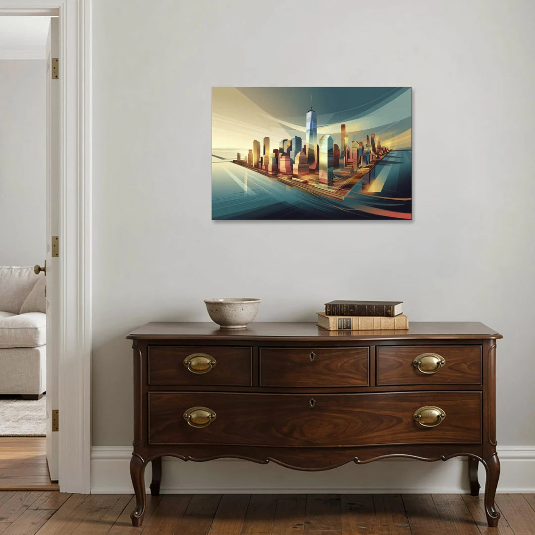 New York City Financial District - Canvas Wall Art - Coffee Table - 36x24