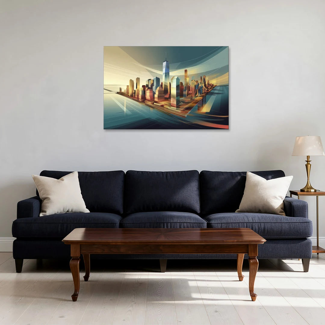 New York City Financial District - Canvas Wall Art - Sofa - 36x24