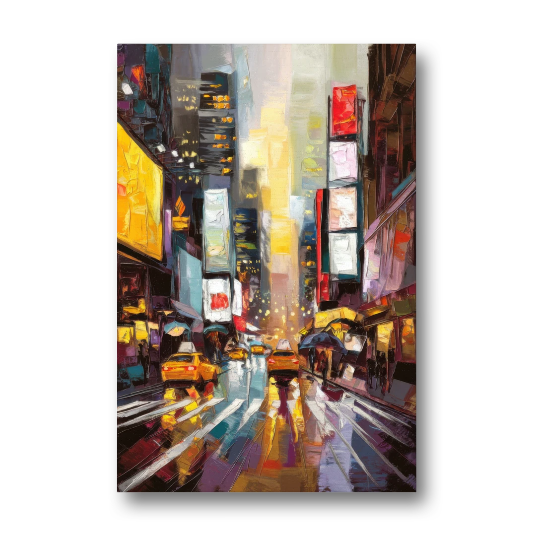 New York City Framed Street Photography Evening - Canvas Wall Art - Front