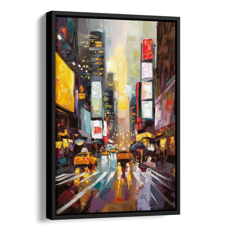 New York City Framed Street Photography Evening Side - Black Canvas Wall Art
