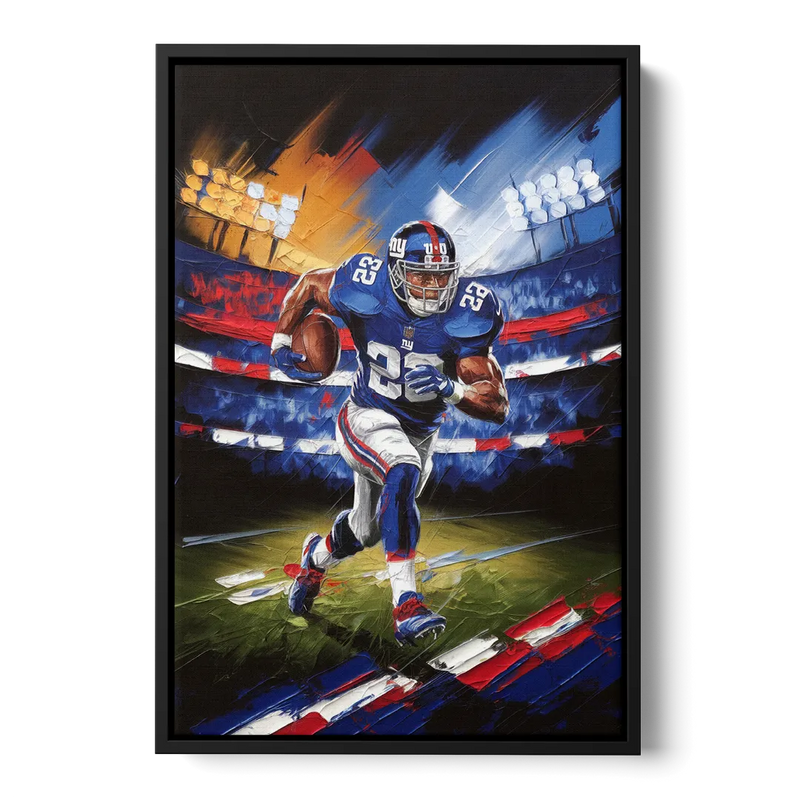 New York City Giants Football Front - Black Canvas Wall Art