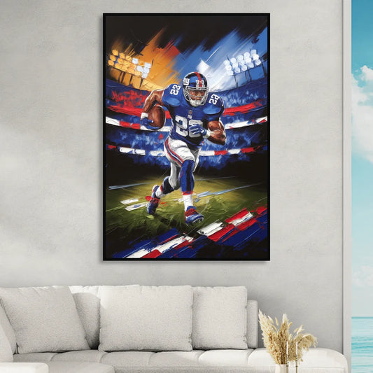 New York City Giants Football Living Room - Black Canvas Wall Art