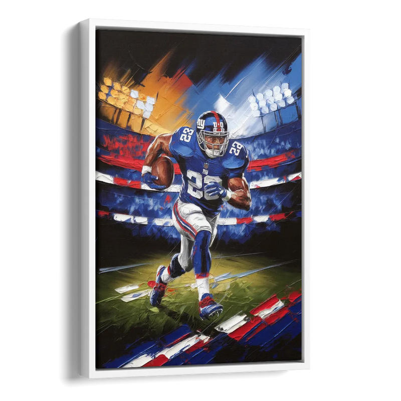 New York City Giants Football Side - White Canvas Wall Art